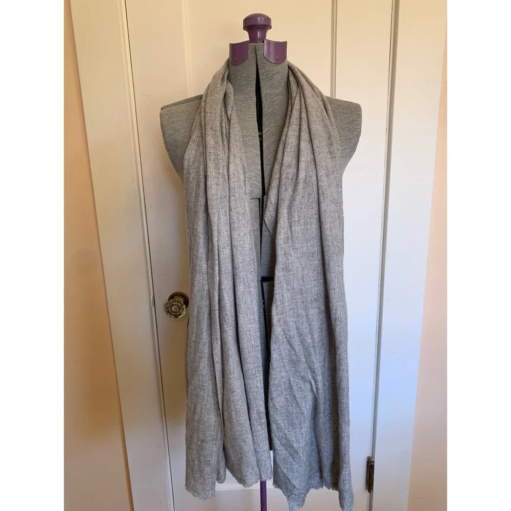 Soft Gray Cashmere Scarf Shawl Wrap Classy Minimalist Quiet Luxury 37x50